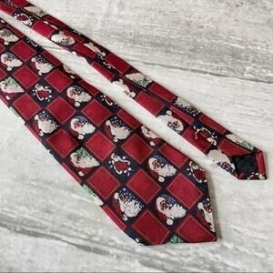 Silk Christmas Tie Black Brown Santa Ferrell Reed Derringers Vintage Christmas